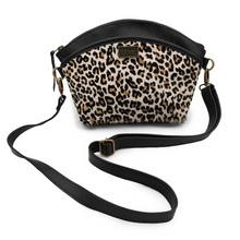 Load image into Gallery viewer, Mhambi sling bag with curvy design and leopard print hair-on bovine leather
